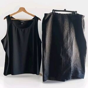 Maggie Barnes Black Pencil skirt Set 1-2XL Classic Buisness Casual Quiet Luxury